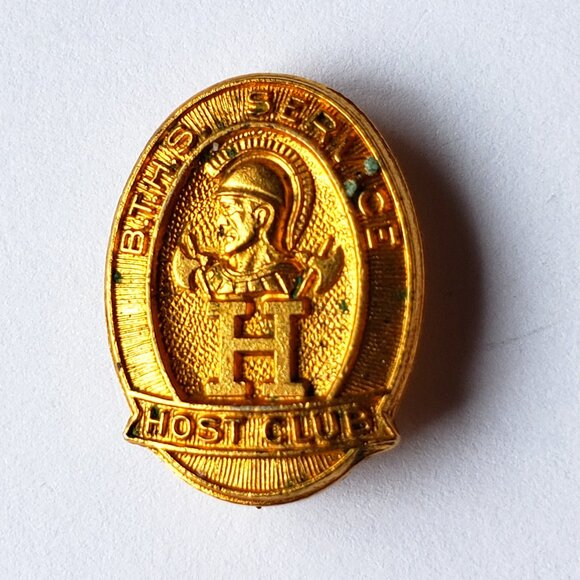 B. T. H. S. Service Host Club Gold Tone Metal Brooch Pin Lapel Pin - Picture 1 of 2